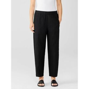Eileen Fisher Organic Cotton Pucker Lantern Pants Black PL